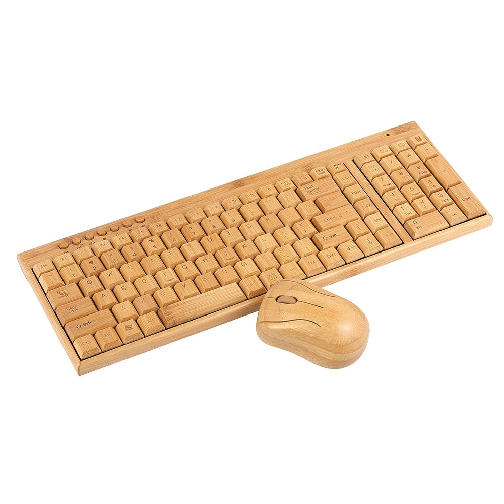 Wireless Bamboo PC Keyboard & Mouse Combo Set-Bieg's Products