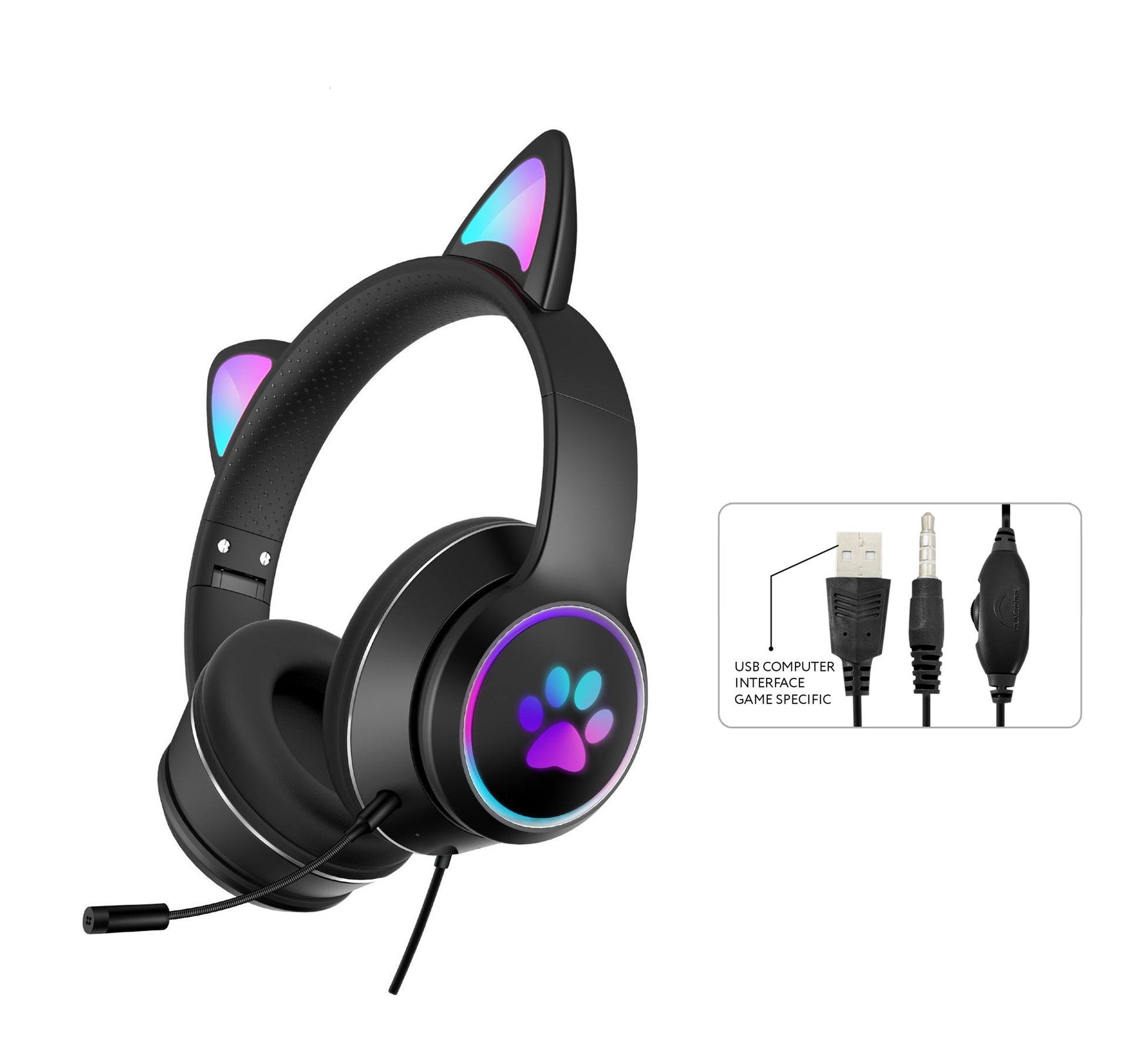 RGB Luminous Cat Ear Wired Headset-Bieg's Products