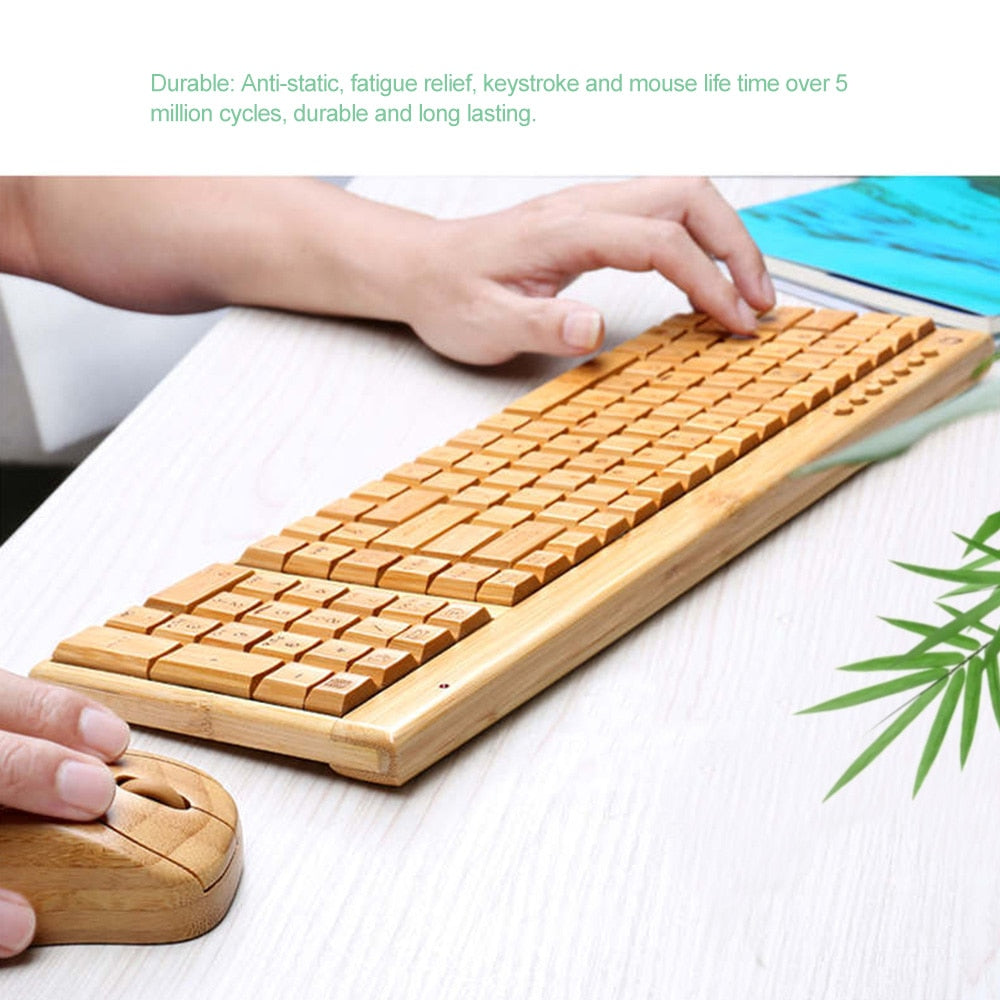 Wireless Bamboo PC Keyboard & Mouse Combo Set-Bieg's Products