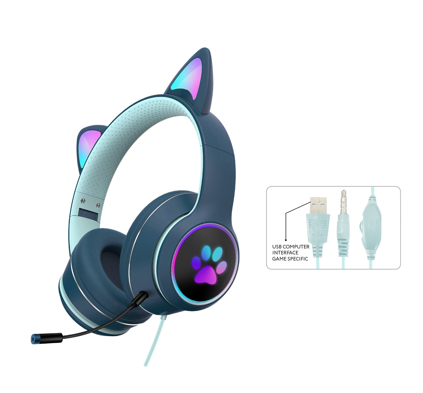 RGB Luminous Cat Ear Wired Headset-Bieg's Products