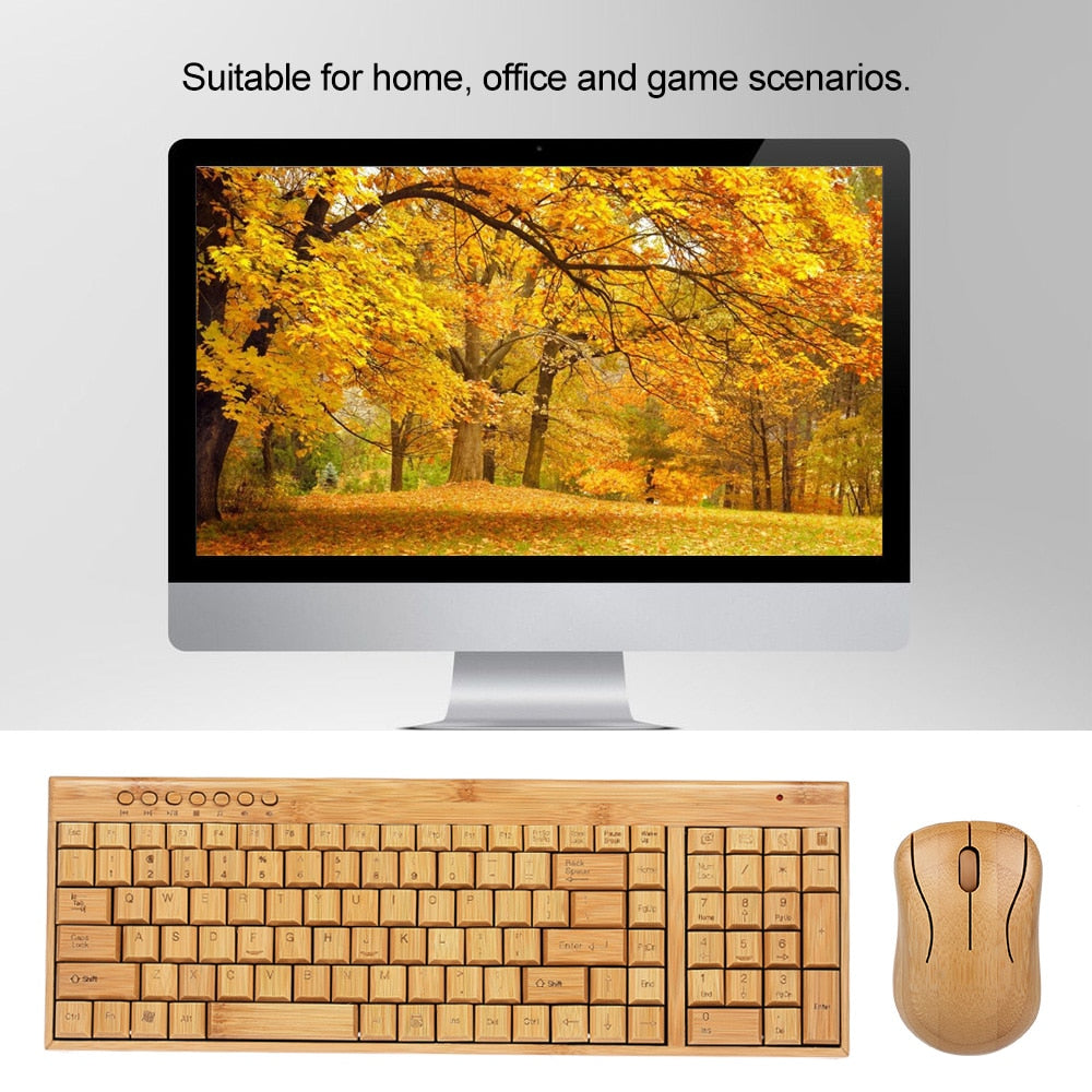 Wireless Bamboo PC Keyboard & Mouse Combo Set-Bieg's Products