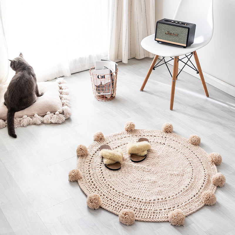 Pure Handmade Woolen Weave Round Mat