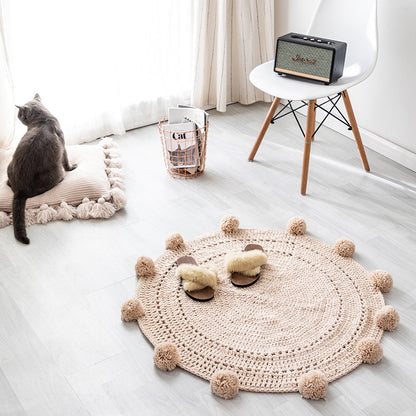 Pure Handmade Woolen Weave Round Mat