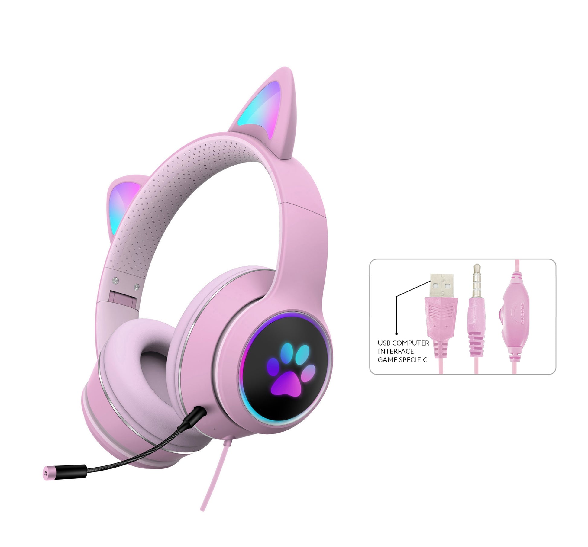 RGB Luminous Cat Ear Wired Headset-Bieg's Products