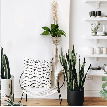 Hand-Woven Cotton Hemp Rope Hanging Basket
