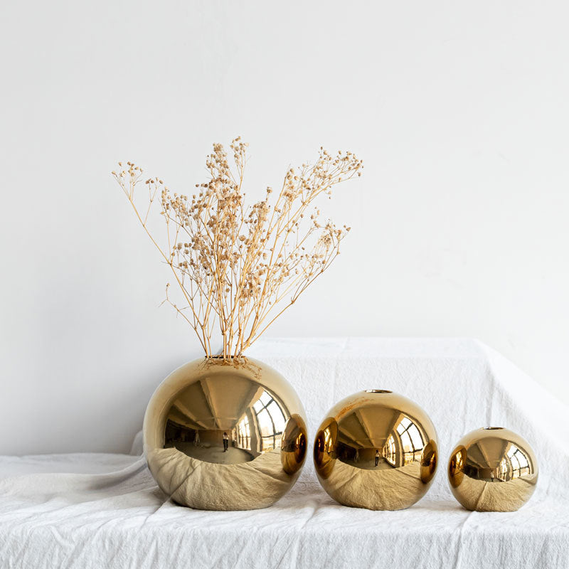 European Style Gold Plated Ceramic Vase