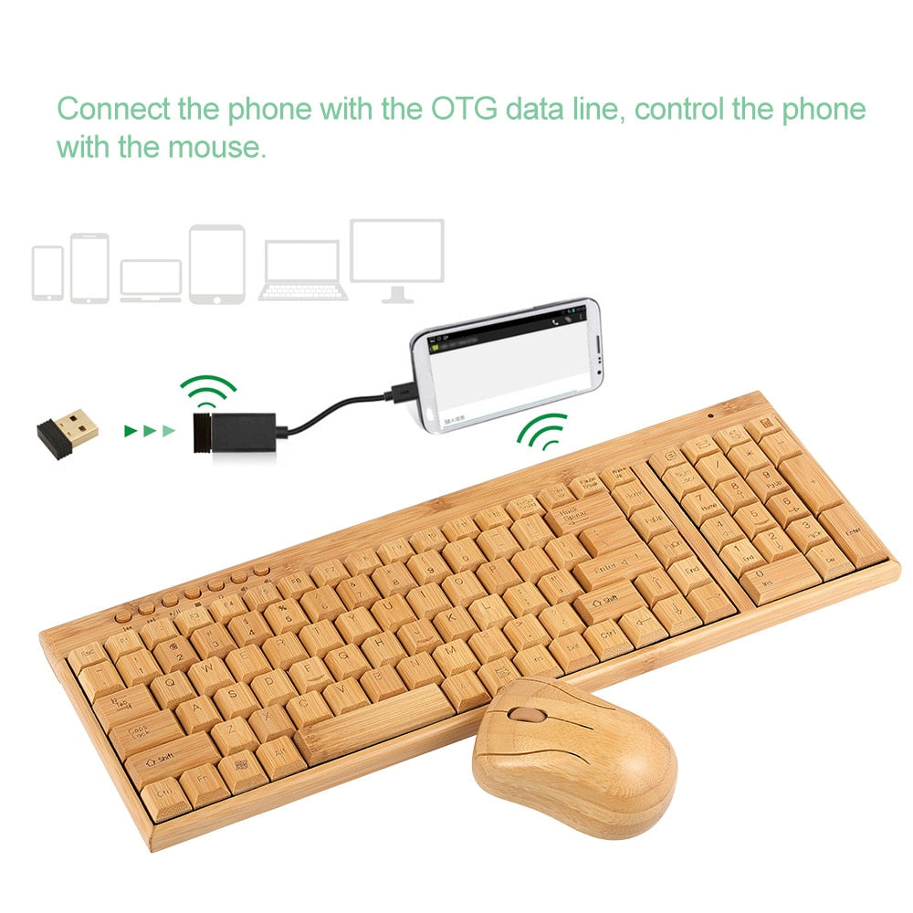 Wireless Bamboo PC Keyboard & Mouse Combo Set-Bieg's Products