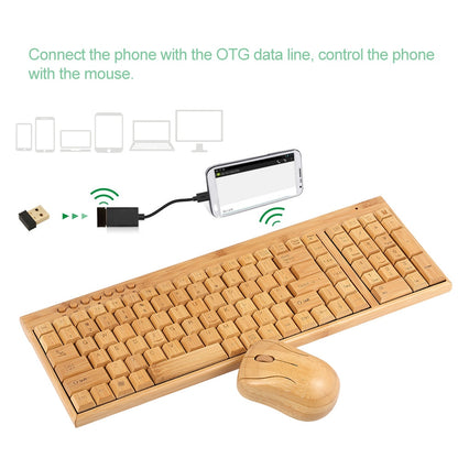 Wireless Bamboo PC Keyboard & Mouse Combo Set-Bieg's Products