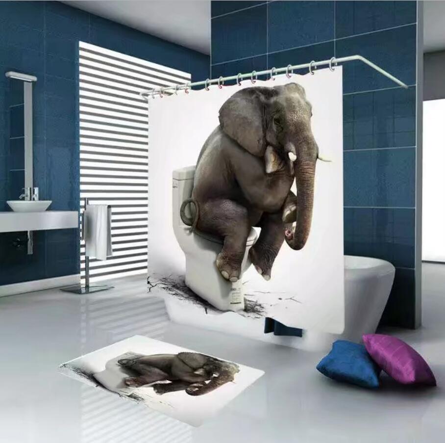 Elephant Theme Shower Curtain