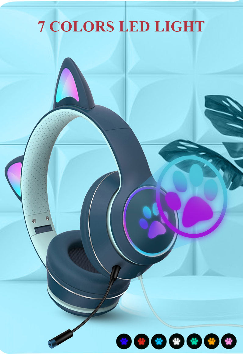 RGB Luminous Cat Ear Wired Headset-Bieg's Products