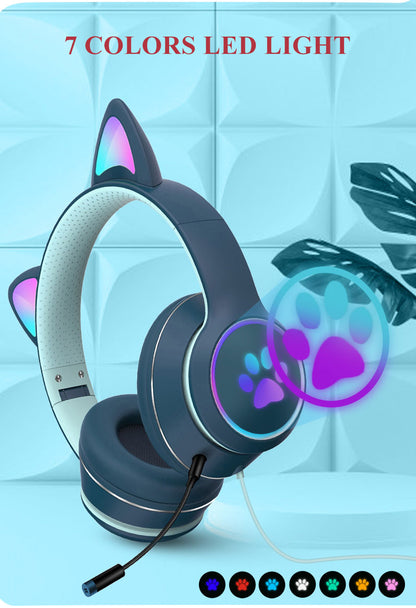 RGB Luminous Cat Ear Wired Headset-Bieg's Products