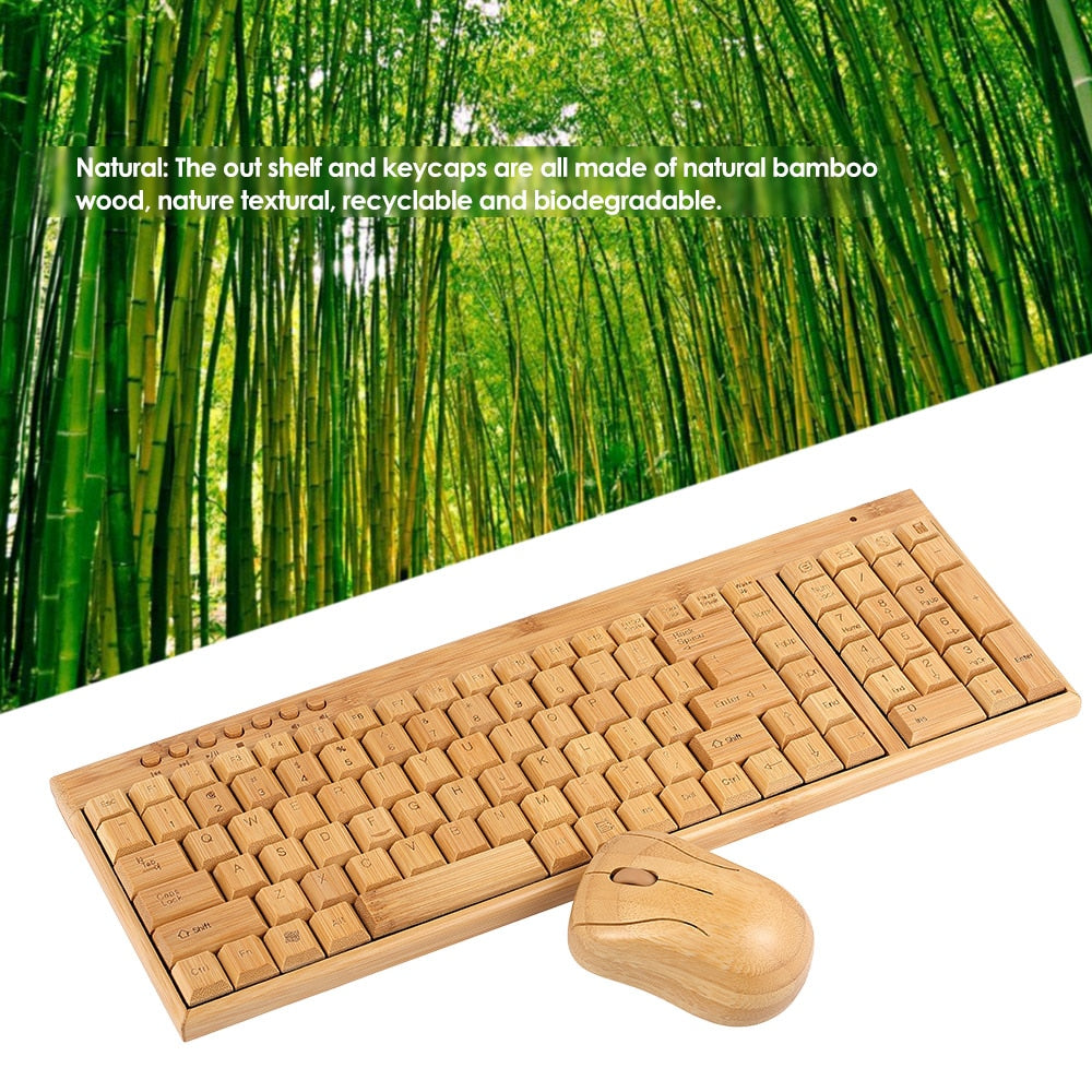 Wireless Bamboo PC Keyboard & Mouse Combo Set-Bieg's Products