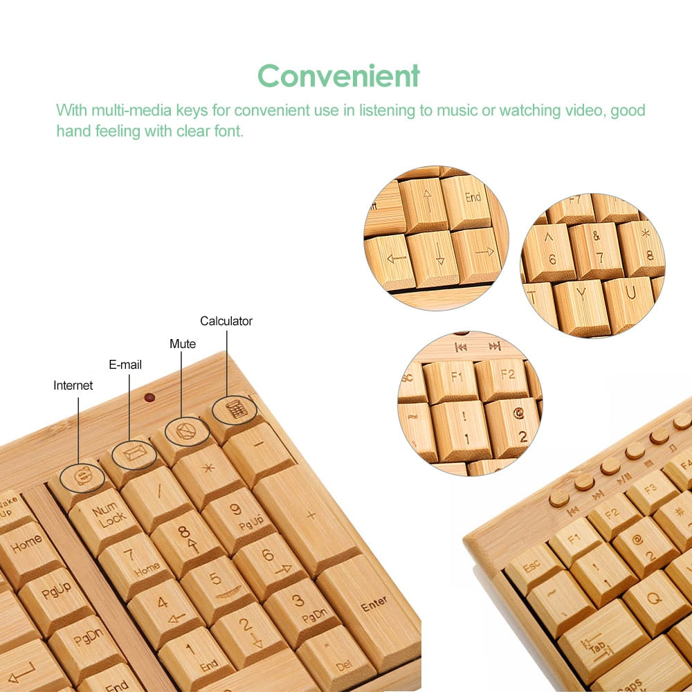 Wireless Bamboo PC Keyboard & Mouse Combo Set-Bieg's Products
