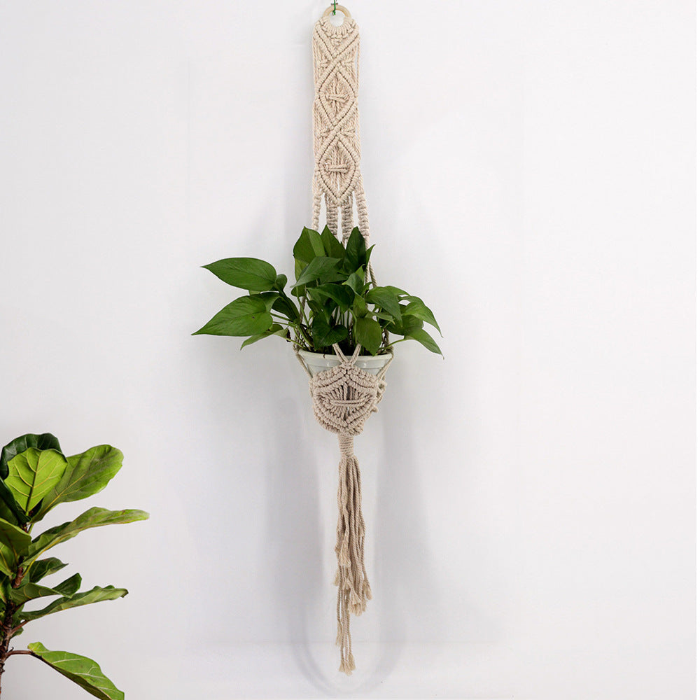 Hand-Woven Cotton Hemp Rope Hanging Basket