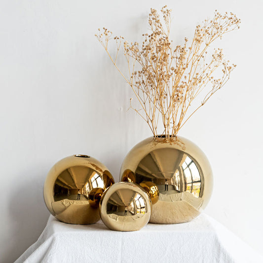 European Style Gold Plated Ceramic Vase