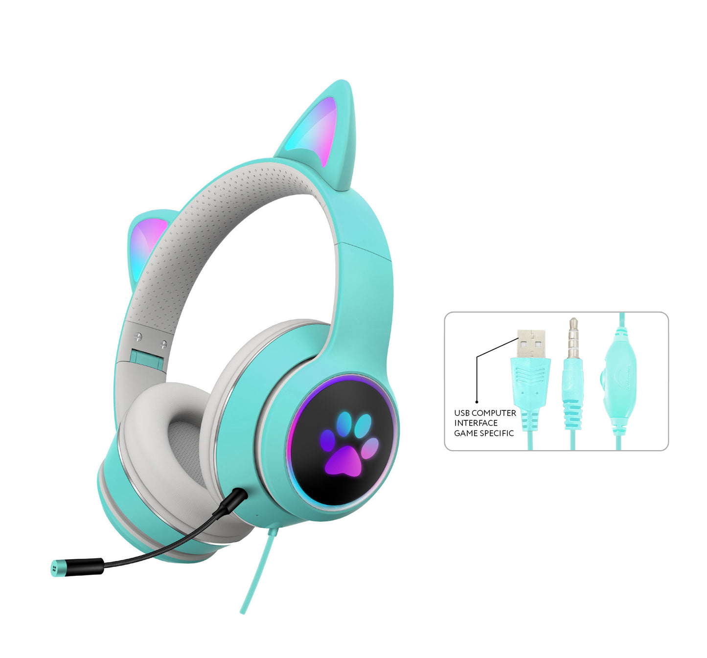 RGB Luminous Cat Ear Wired Headset-Bieg's Products