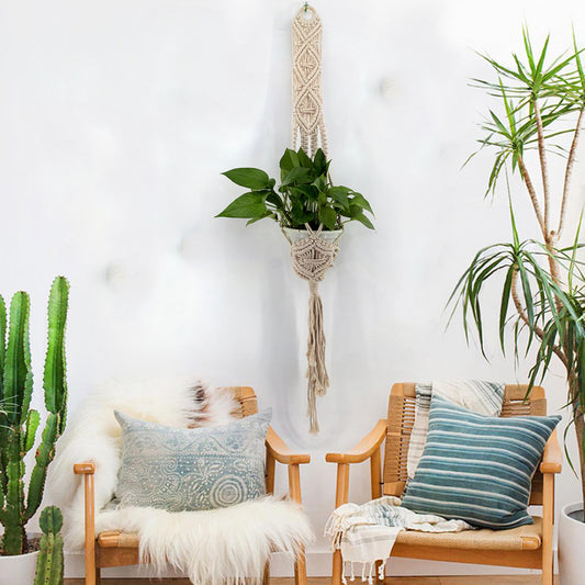 Hand-Woven Cotton Hemp Rope Hanging Basket