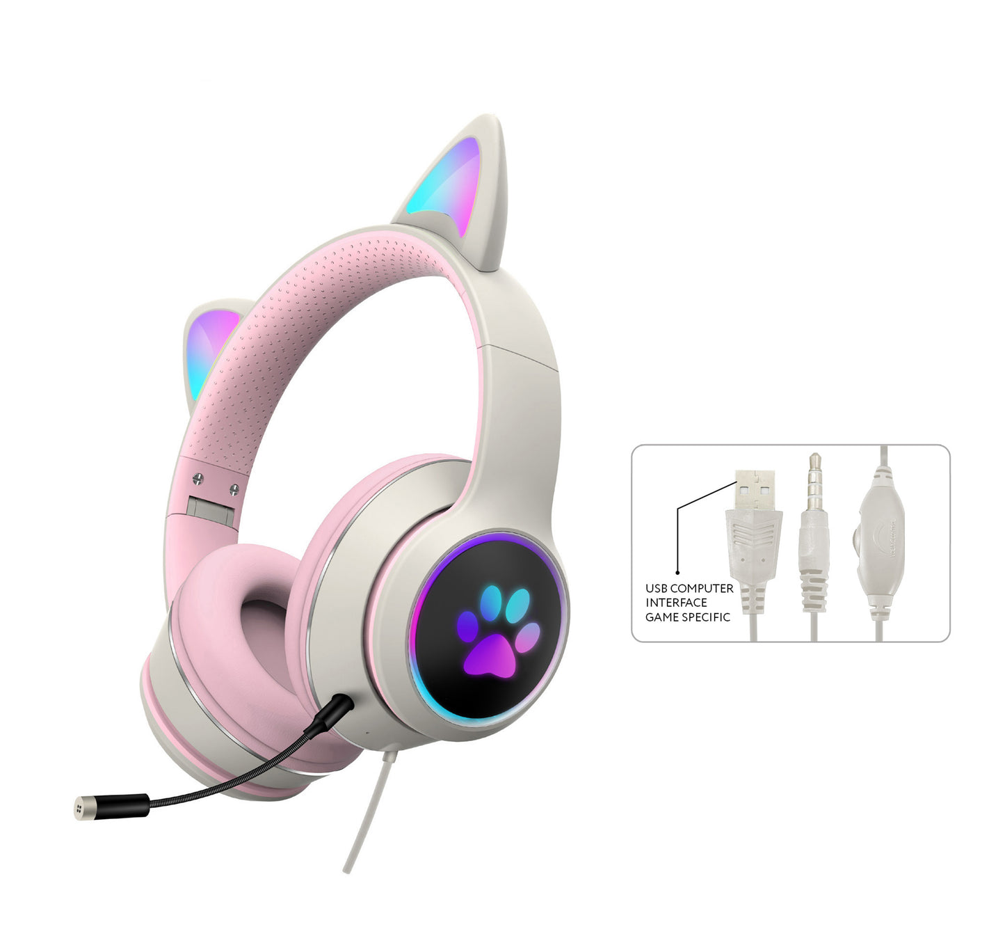 RGB Luminous Cat Ear Wired Headset-Bieg's Products