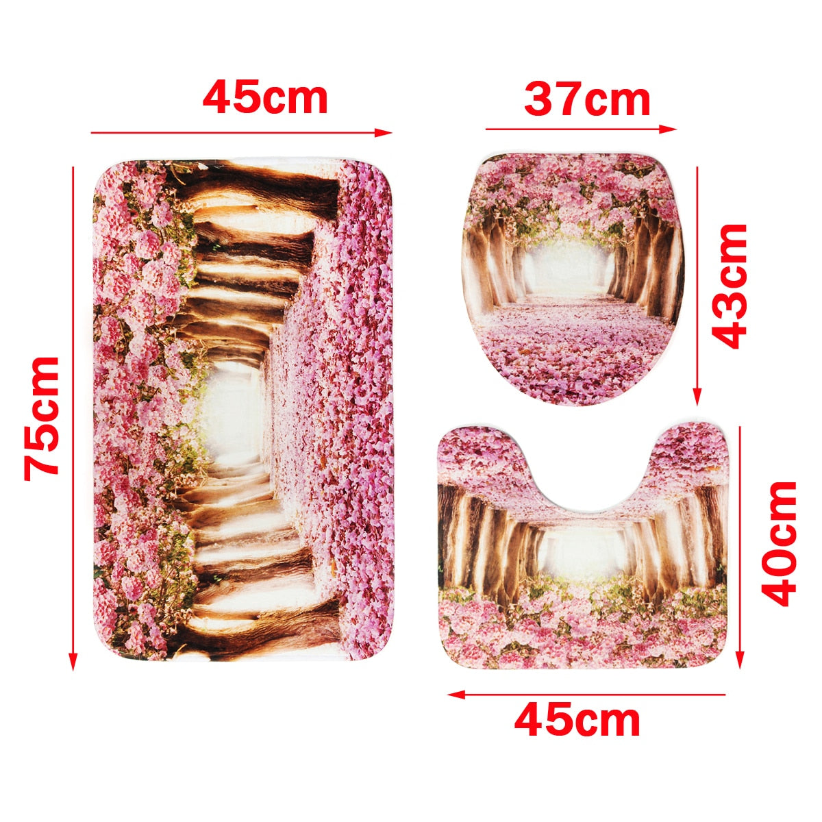 European Pink Sakura Tree Bathroom Set